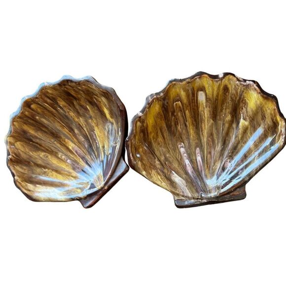 Set of 2 gorgeous sea shell ceramic trinket trays - Picture 3 of 8